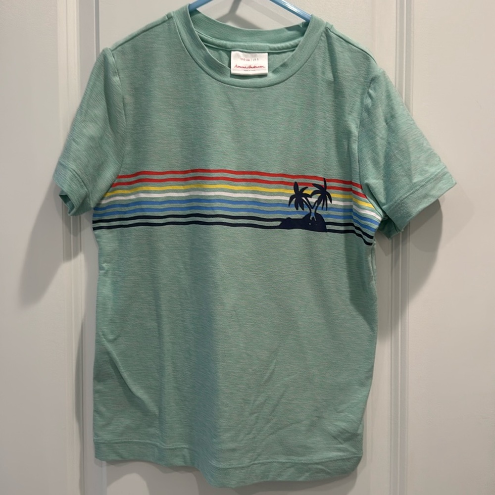 Hanna Andersson Active MadeForSun Tee, Size 5, heathered green